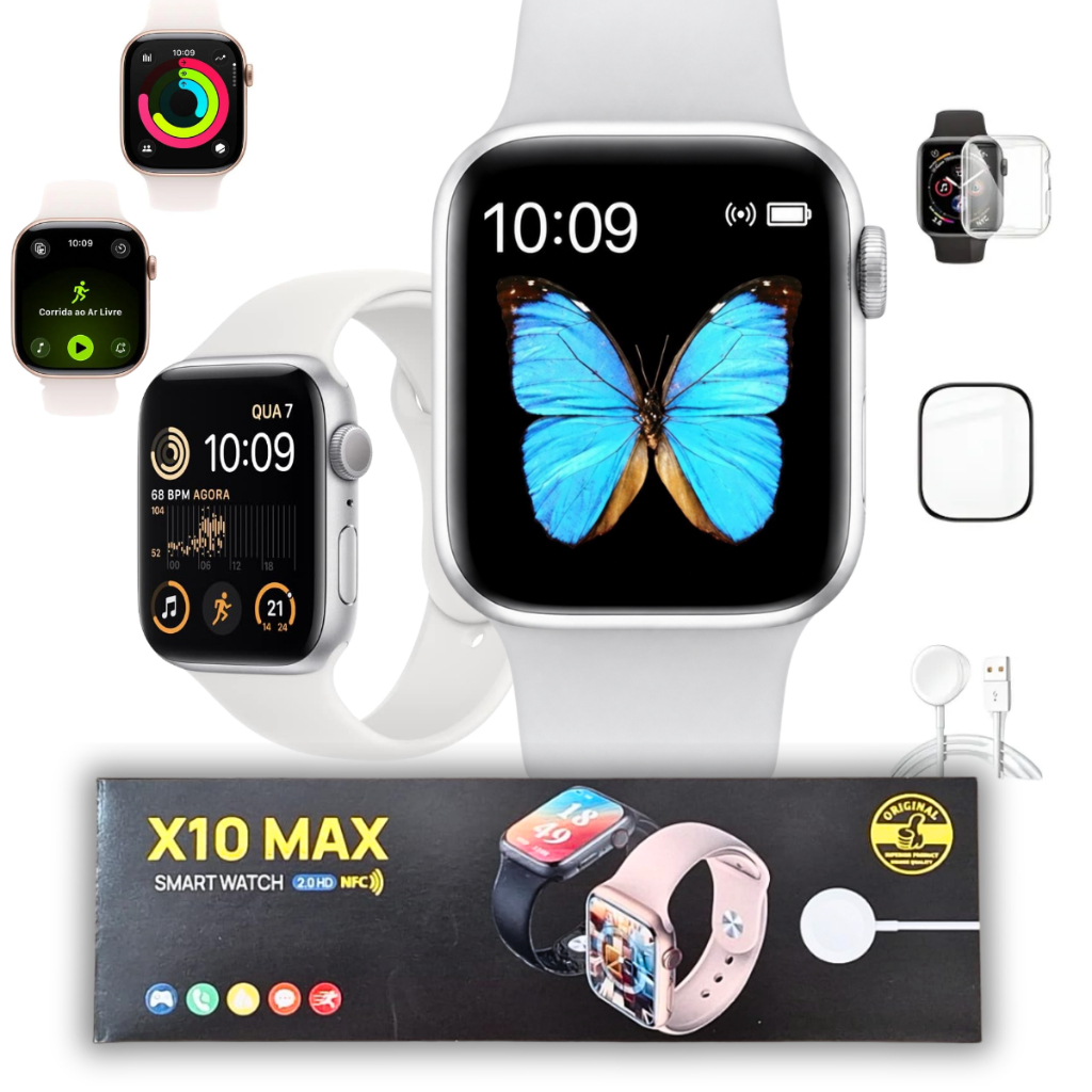 Relógio Smartwatch X10MAX Amoled Nfc De Porta Android Ios Bluetooth Branco Sport