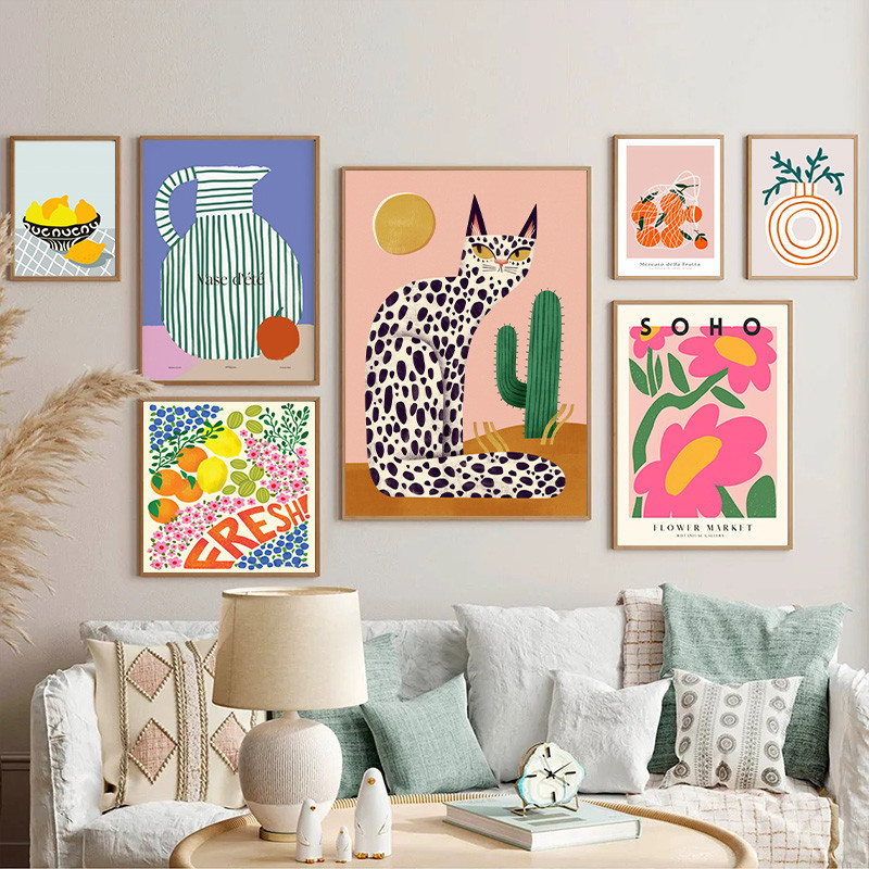 Pôster Abstrato Cores Brilhantes Pintura Em Tela Leopard Flower Imagem Decoração De Sala De Estar Parede Arte Casa