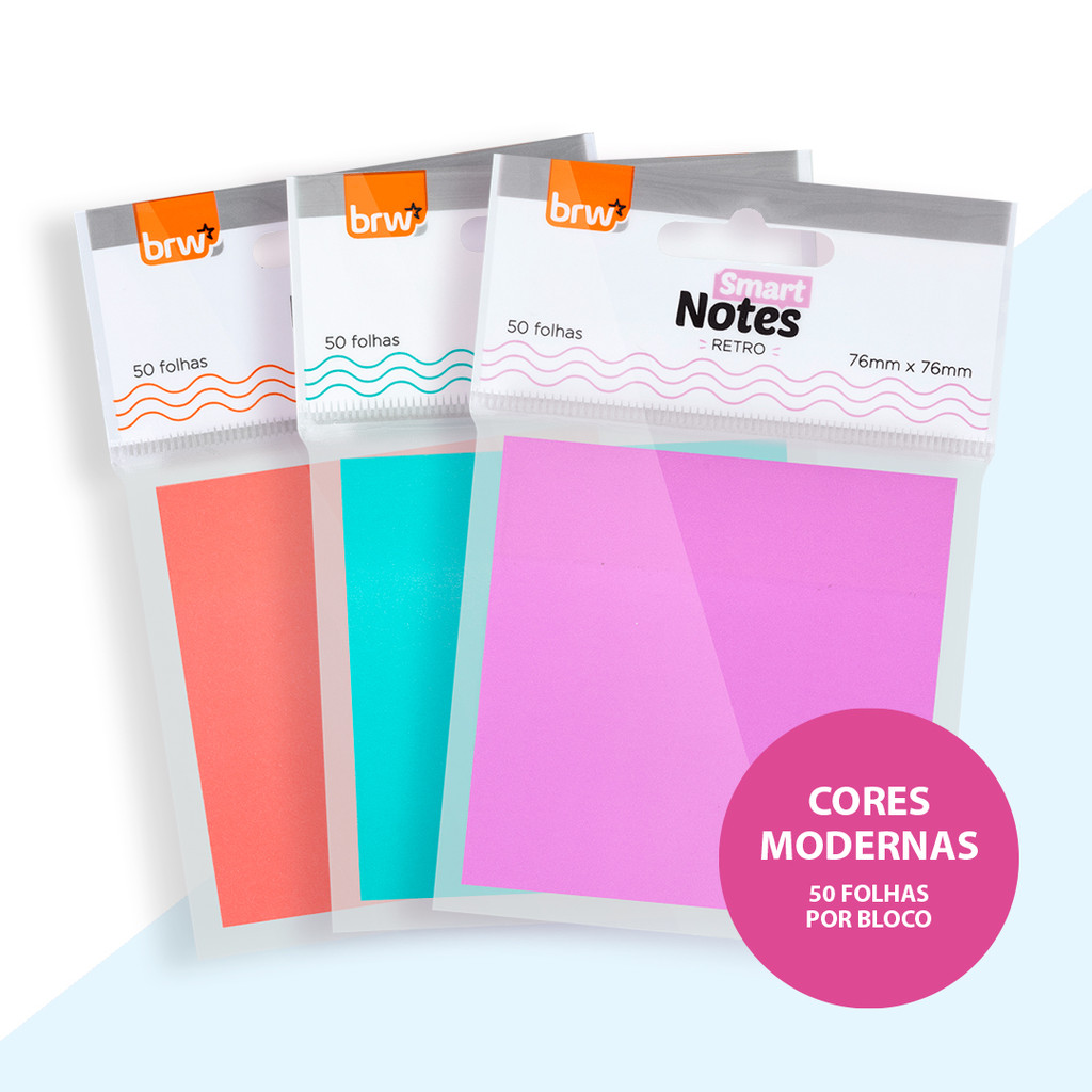 Bloco de Anotações Autocolante Smart Notes 76x76mm - 50 Folhas