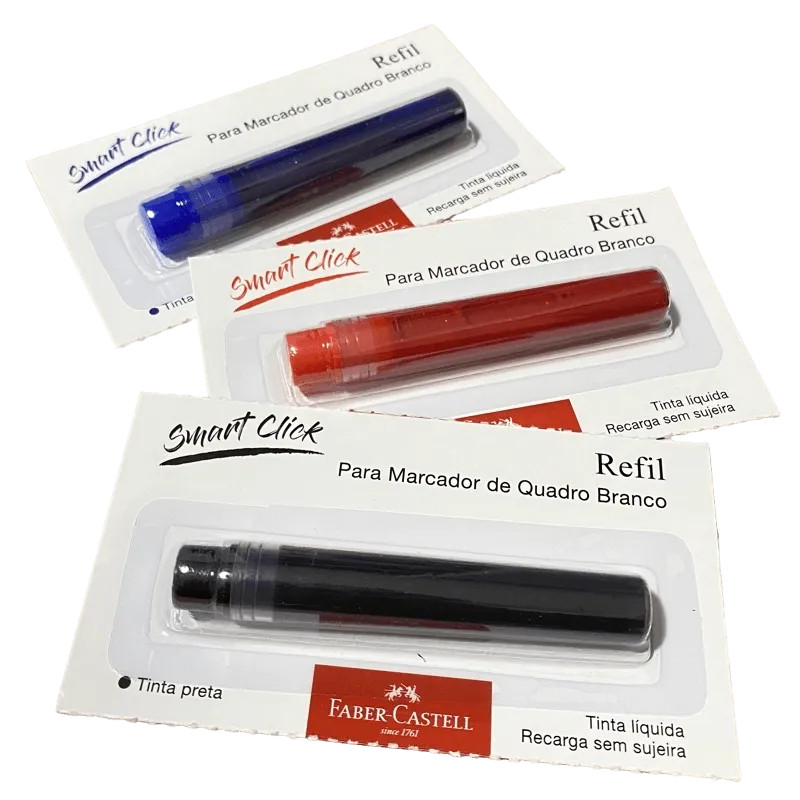 Kit 03 Refil para Marcador de Quadro Branco Recarregável Smart Click Faber Castell
