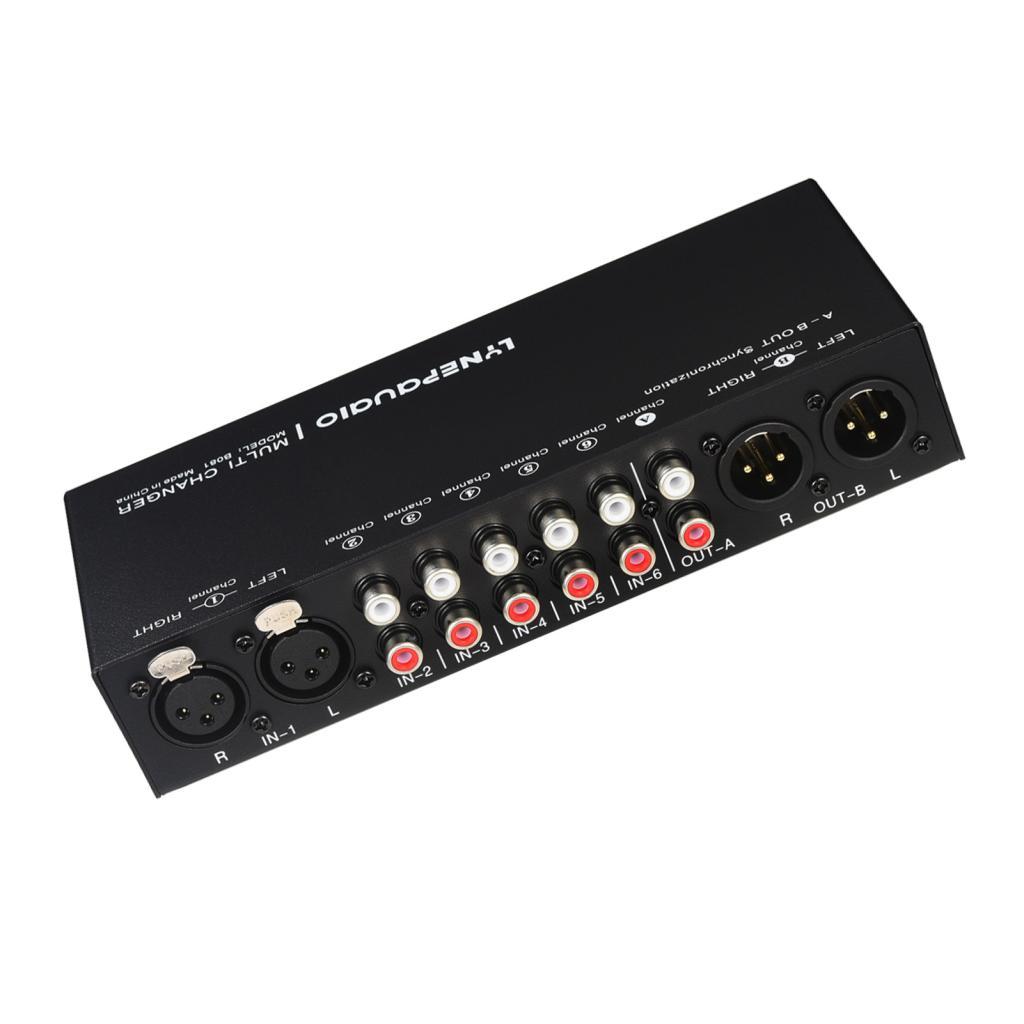 Funien Balanced Sound Switcher 6 em 3 saídas com controlador de volume de alto-falante XLR Sync para ambientes de