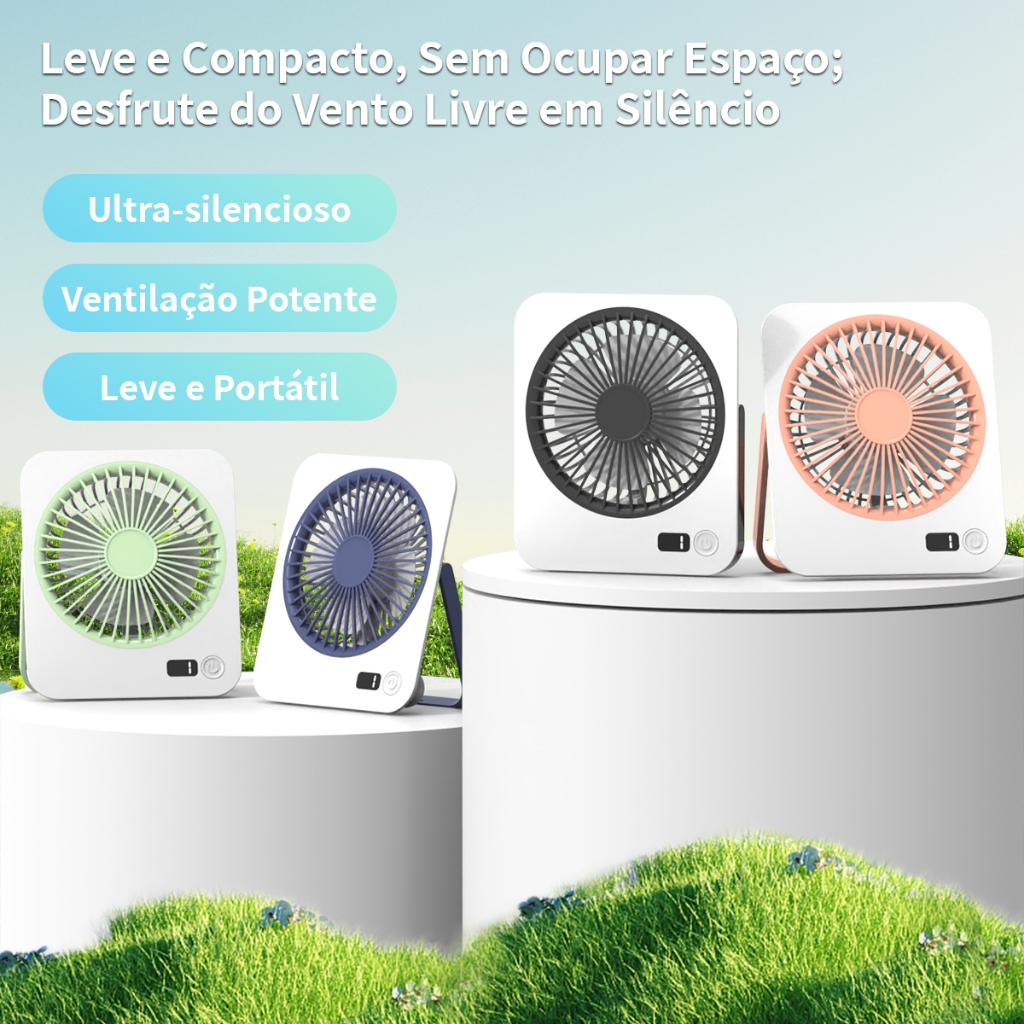 Desk Fan 5 Speeds Rechargeable LED Light Digital Display Mini Fan Portable Office Travel