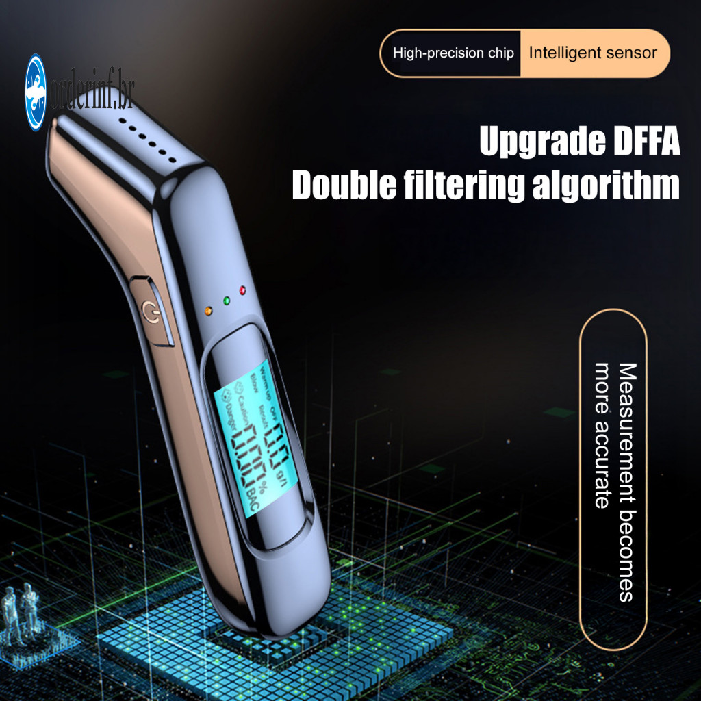 Lcd Display Breath Tester Portable Usb Rechargeable Breathalyzer with Digital Accurate Quick Alcohol Detection 0.000-0.1