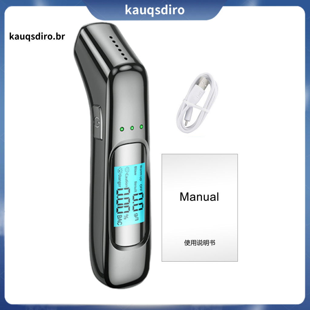 Portable Tester Usb Rechargeable Breathalyzer with Lcd Digital Display Accurate Quick Alcohol Detection 0.000-0.199 Pock