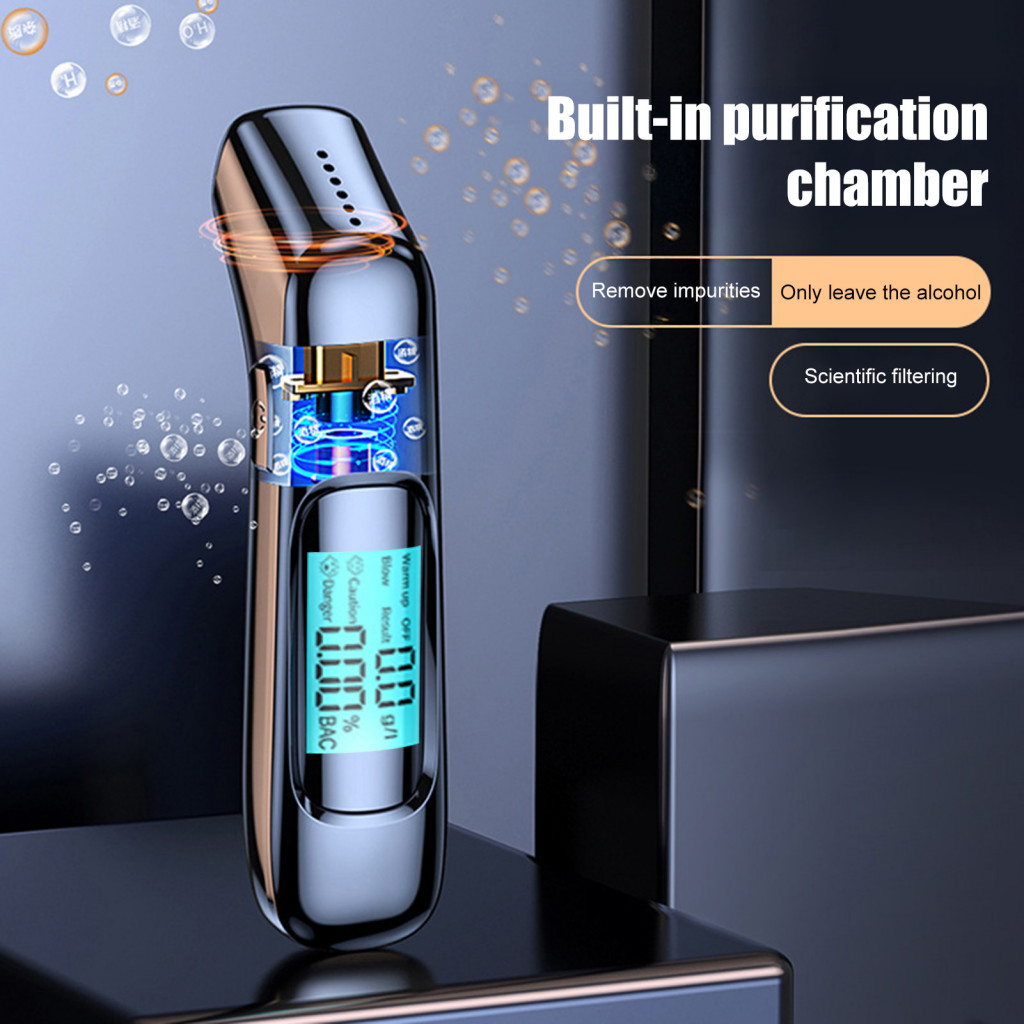 Portable Usb Rechargeable Breathalyzer Tester with Lcd Digital Display Accurate Quick Alcohol Detection 0.000-0.199 Pock