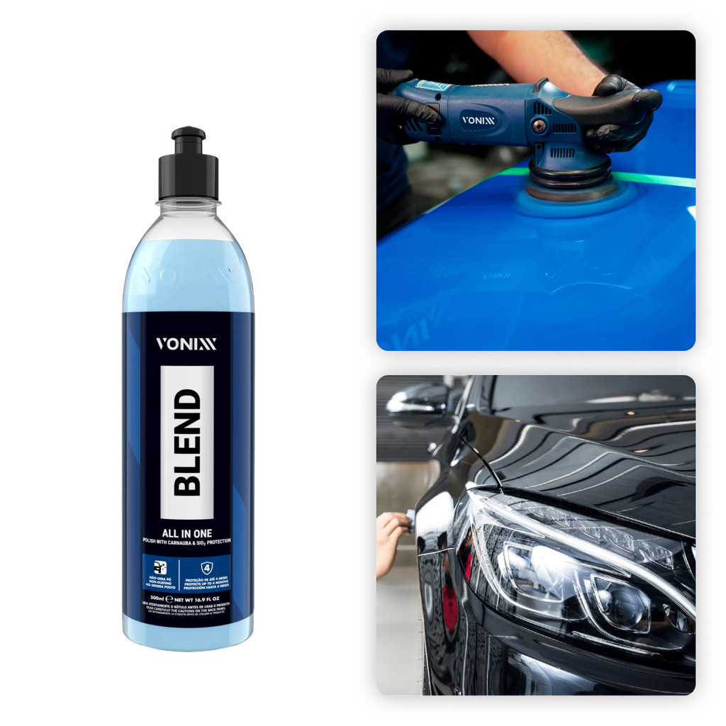 Blend All In One 500ml Vonixx Polidor Automotivo Cera Limpadora  Polimento Sílica Carnaúba Tira Risco