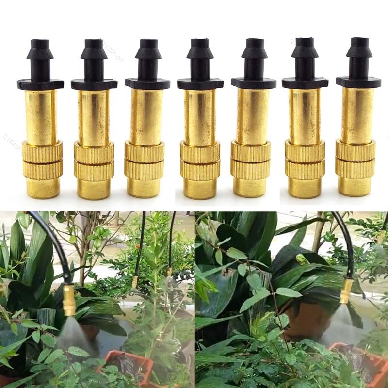 10 Pçs Spray Sprinkler 4/7 Tubo De Cobre Bico Fogger Jardinagem Sistema Rega Nebulização Resfriamento Latão BR16B
