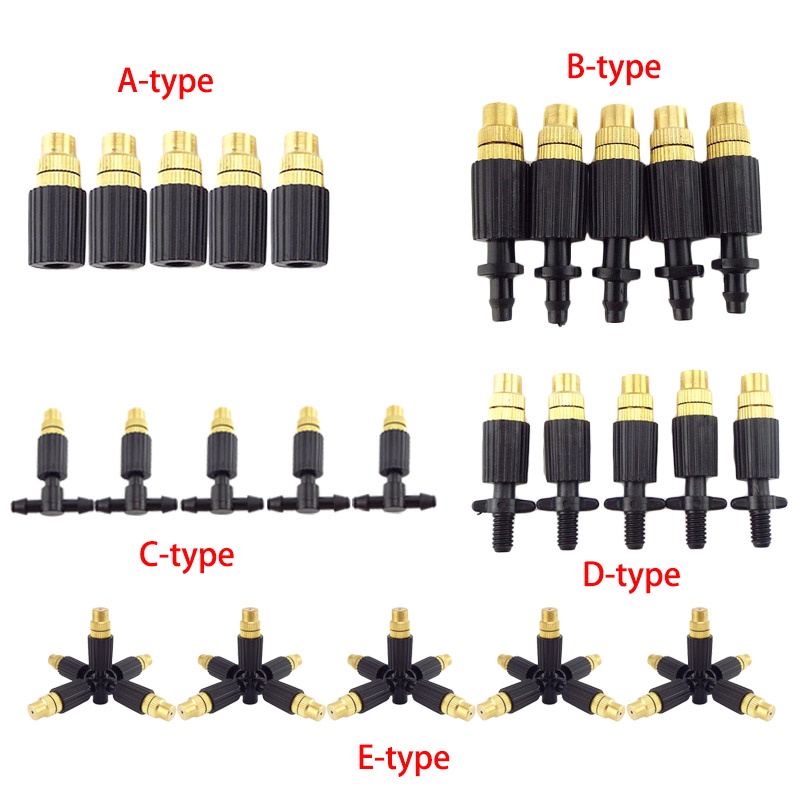 5 Pçs 4/7mm T Conector Sprinkler Jardim Rega Spray Bico Água Névoa Fogger Irrigação Resfriamento BRH1