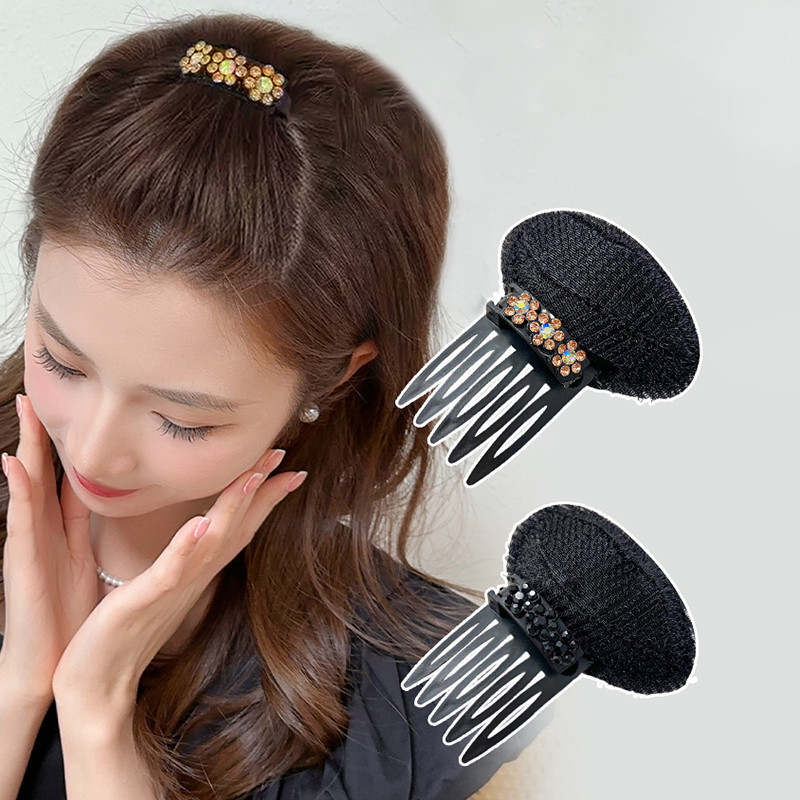 [Beautiful Magpie] Top clip bangs Invisível hair Feminino De Testa rhinestone Inserir Pente Acessórios De Cabelo Almofada Raiz Fofo Artefato Clipe