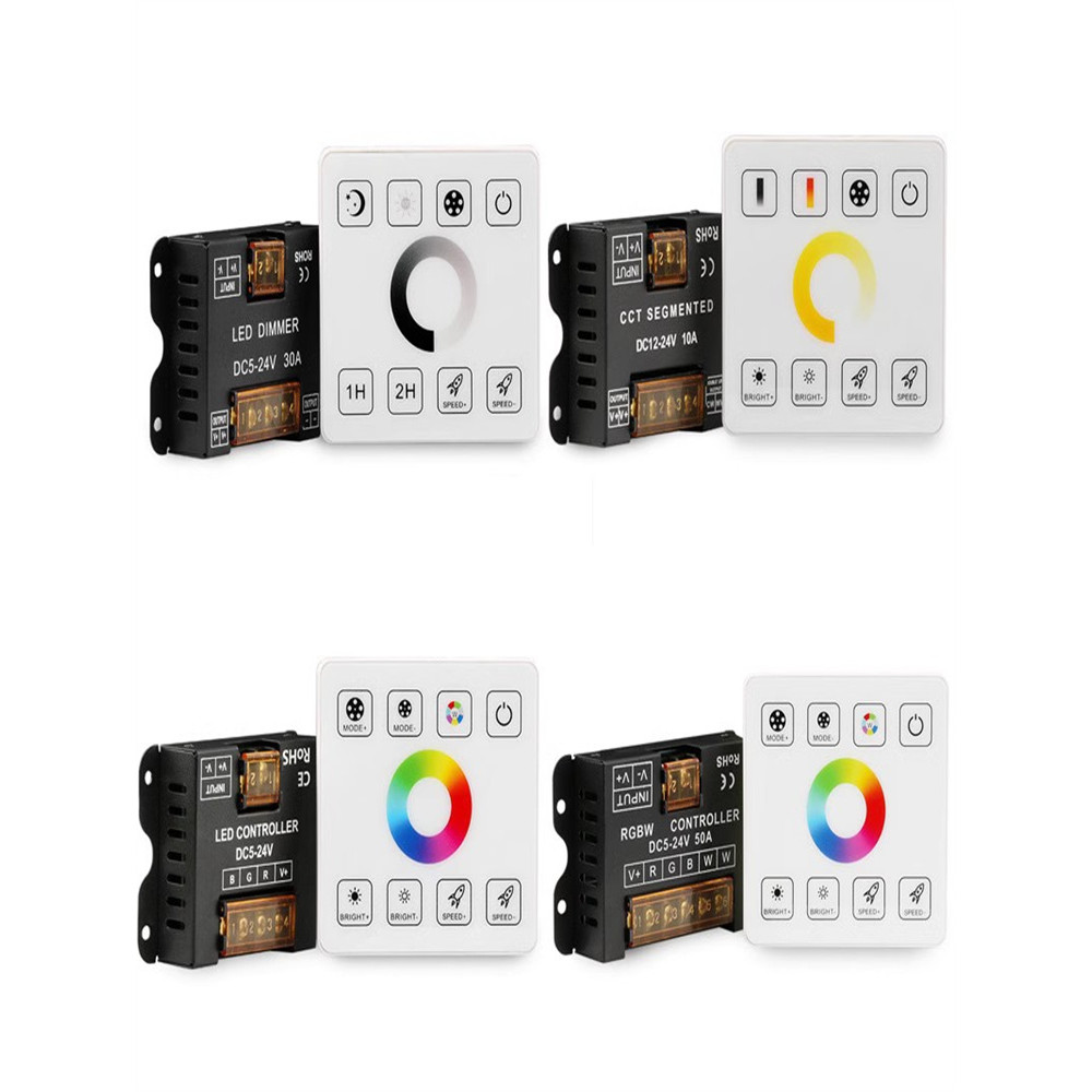 Temperatura de cor dupla monocromática Colorful RGBCW Light Strip Controlador de cor de escurecimento 86 Painel de toque