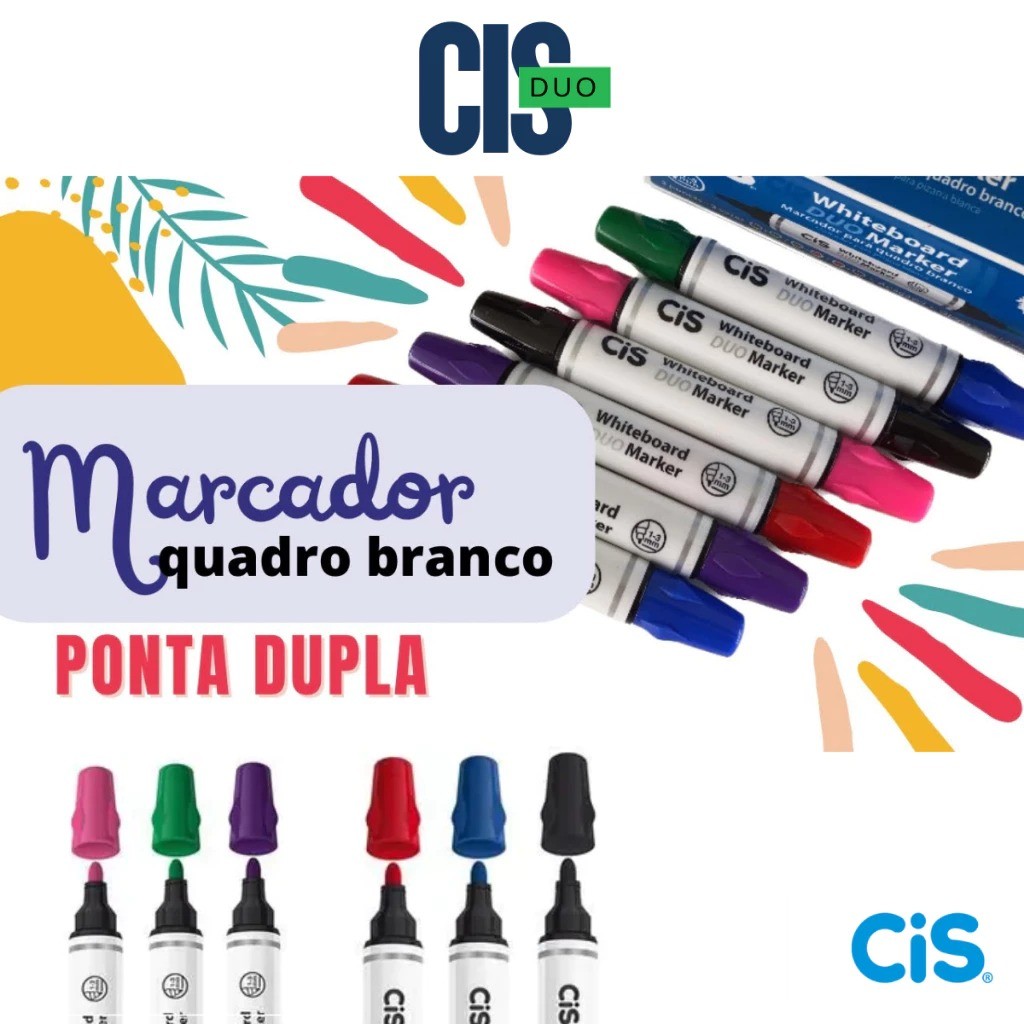 MARCADOR P/QUADRO BRANCO CIS WHITEBOARD DUO MARKER