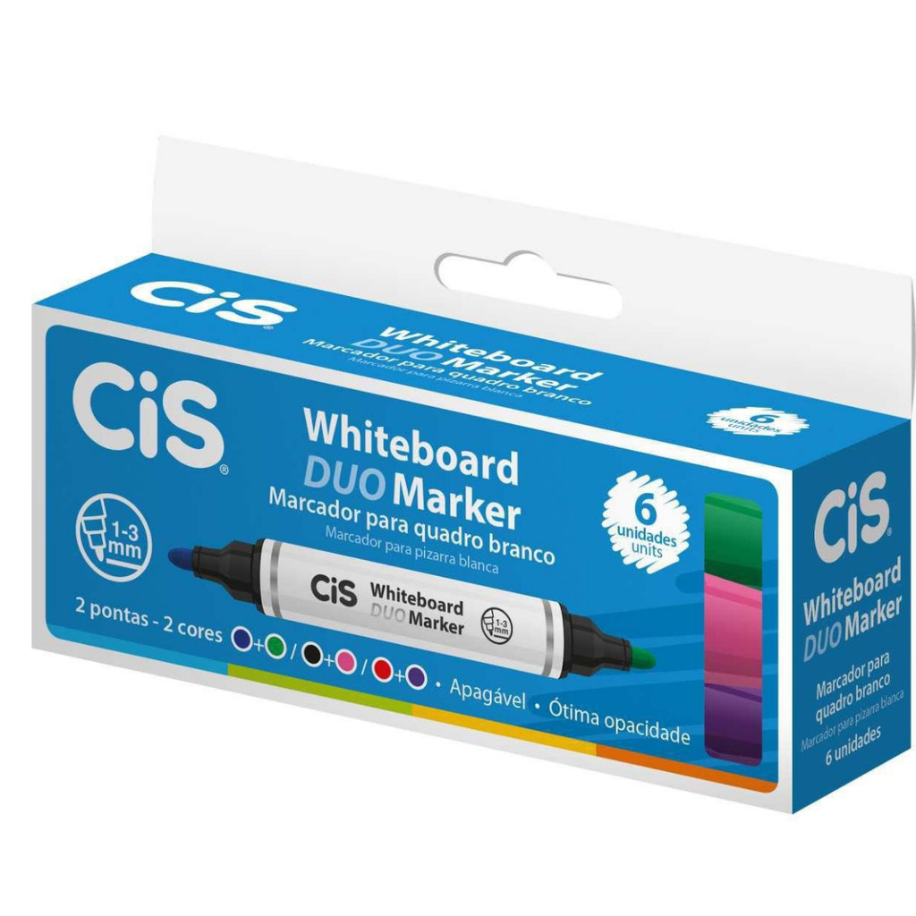MARCADOR P /QUADRO BRANCO CIS WHITEBOARD DUO CORES SORTIDAS