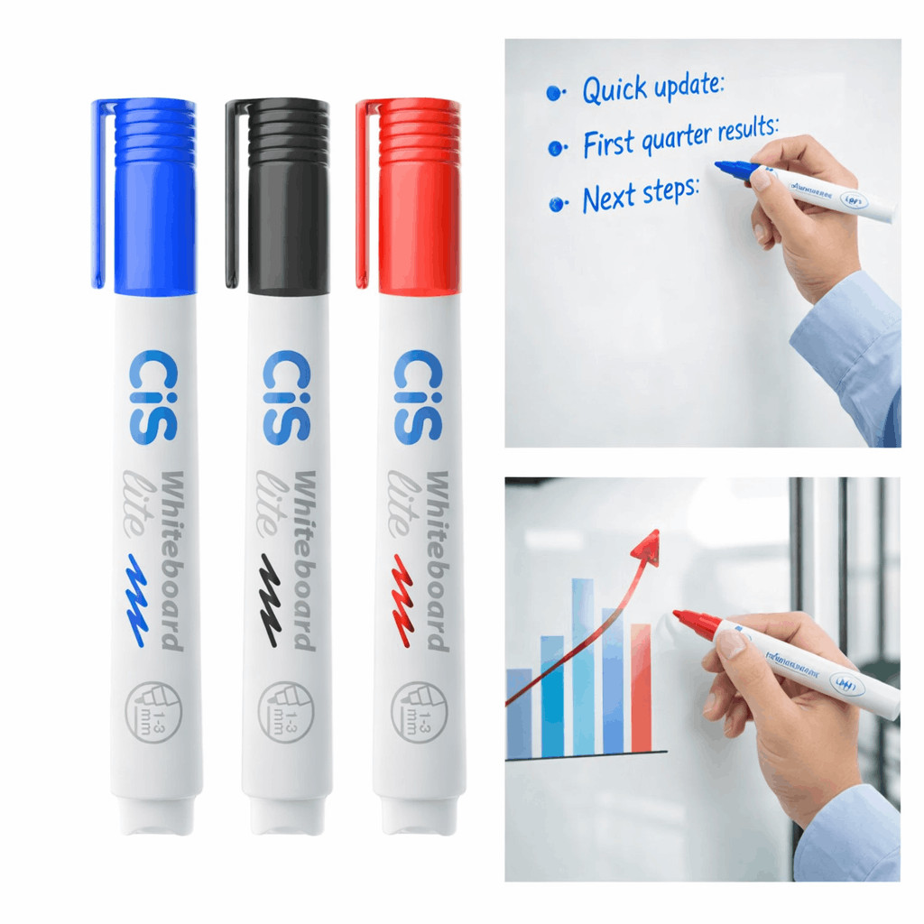 Marcador Quadro Branco Cis Whiteboard Lite com 3 Cores