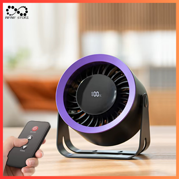 Ventilador de Mesa Smart Portátil 100 Velocidades com Display Digital Recarregável e Fixação na Parede