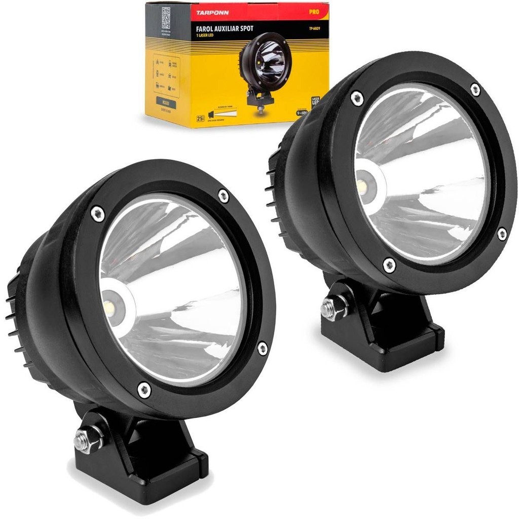 Farol Auxiliar Laser LED 25W Longo Alcance Spot IP67 9V-60V Tarponn Par
