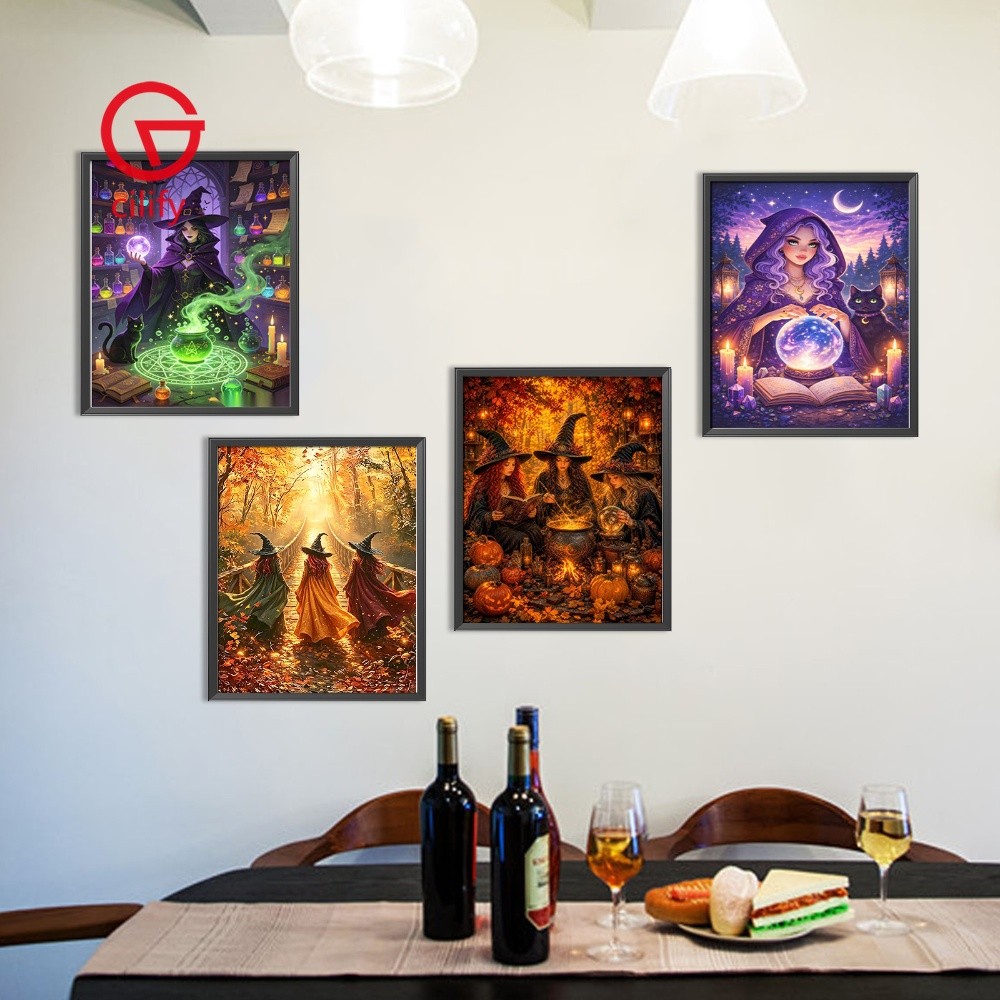 Kit De Pintura Diamante DIY 5D Halloween Witch Full Square Broca
