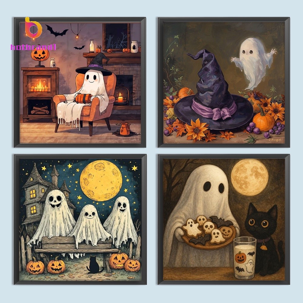 Halloween Ghosts 5D DIY Full Square Broca Kits De Pintura De Diamante Para Adultos Decoração De Parede De Casa 35x35cm