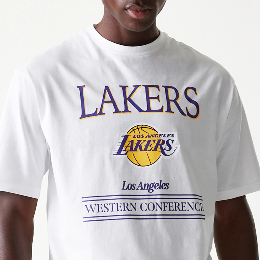 Camiseta Masculina Feminina Oversized Estampa Lakers Los Angeles Western Conference Logo Basquete T-shirt Streetwear