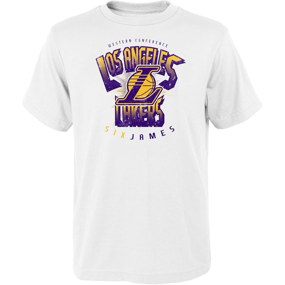 Camiseta Masculina Feminina Oversized Estampa Los Angeles Lakers Western Conference Logo Desgastado Letras Retrô