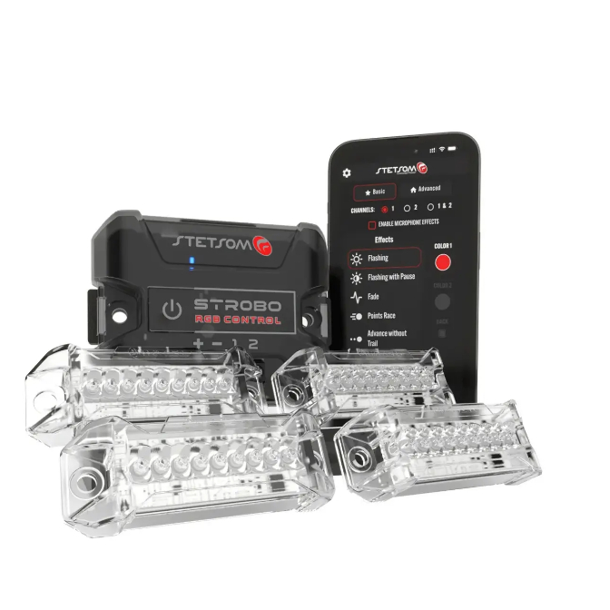 4 Strobo Stetsom Led Rgb Automotivo Bluetooth Com App 12v.