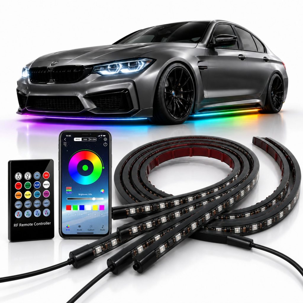 Kit para Iluminação Luz Externa Carro 12v Neon Rgb Led Bluetooth App Bt Ambiente