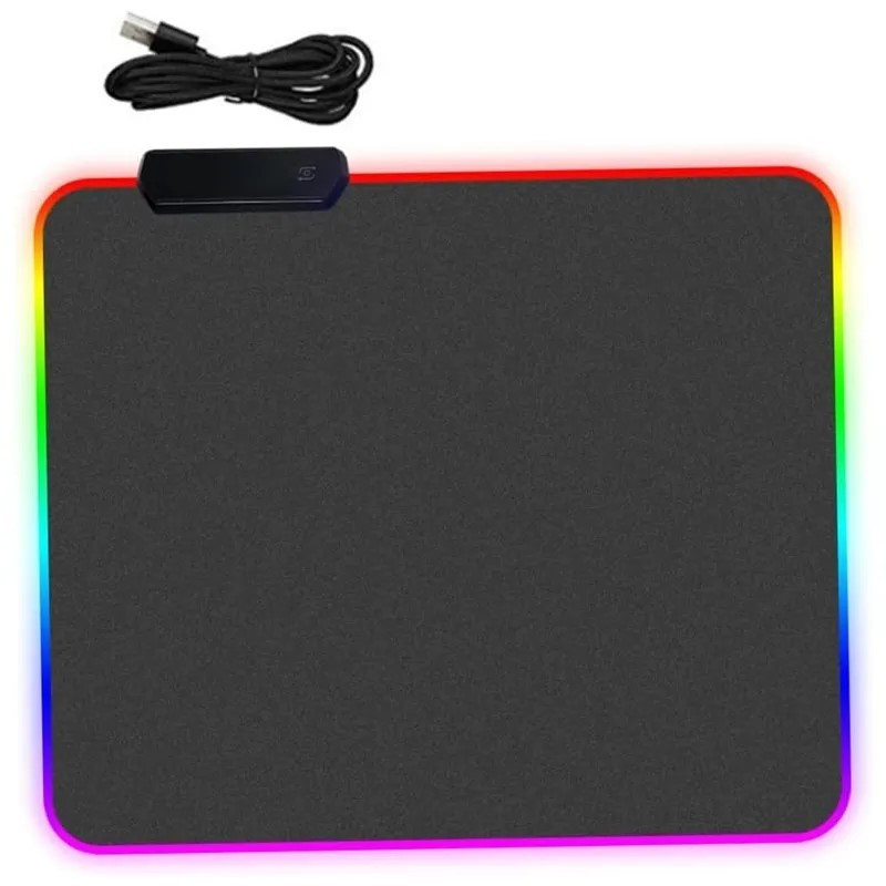 Mouse Pad Gamer Com Borda Iluminada LED RGB 7 Cores – 35cm  x 25cm