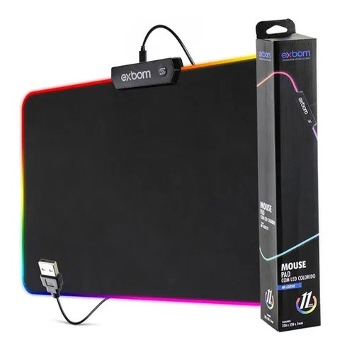 Mouse Pad com Borda de LED RGB 7cores 25cm x 35cm x 4mm