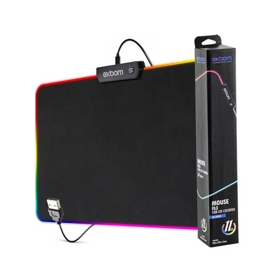 Mouse Pad com Borda de LED RGB 7cores 25cm x 35cm x 4mm