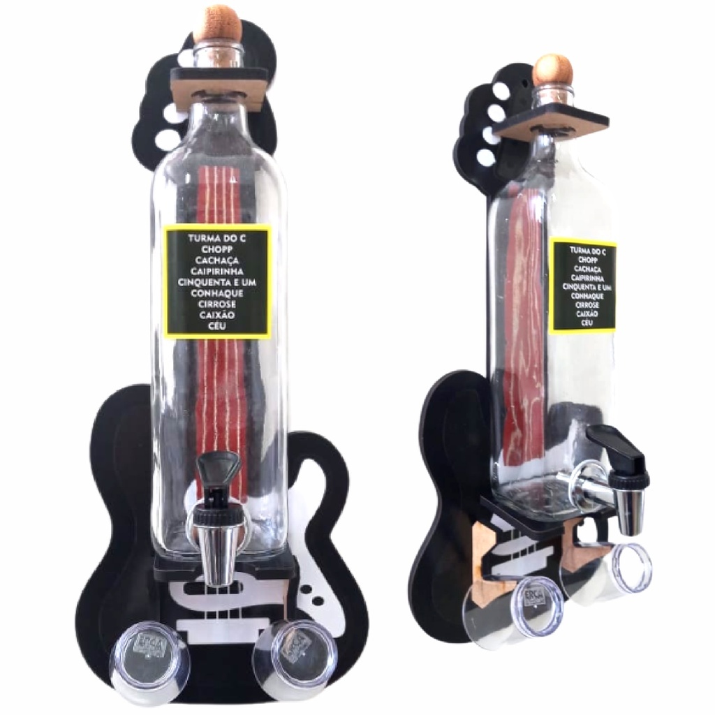 Pingômetro Guitarra Personalizado Porta Pinga Cachaça Parede Área Gourmet Bar Churrasqueira