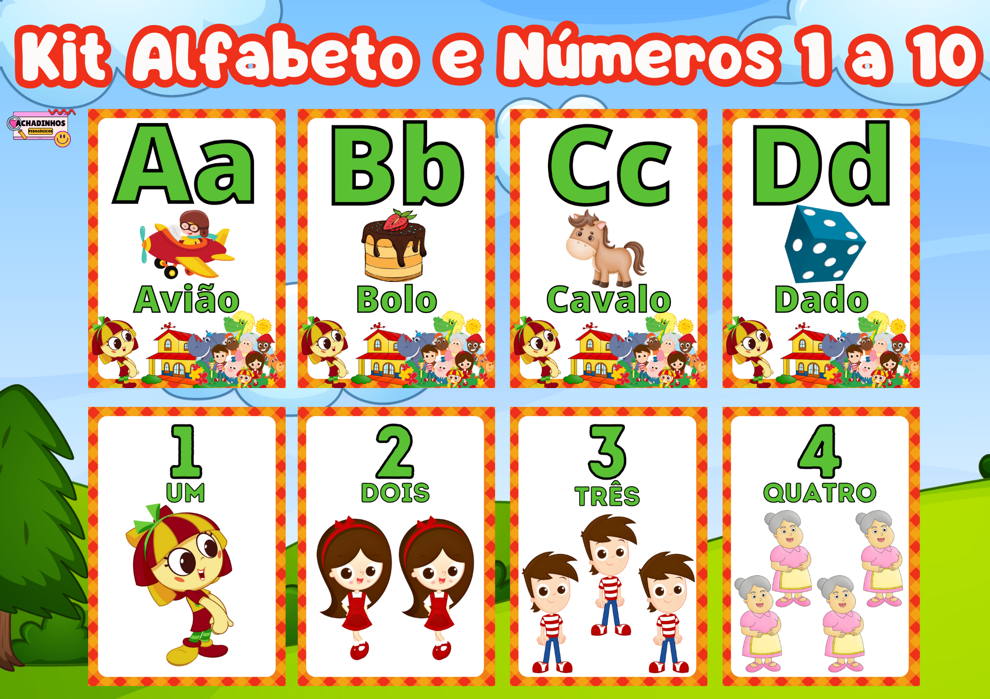 ????????Kit Alfabeto de Parede e números 1 a 10 - Sítio do Picapau Amarelo????????