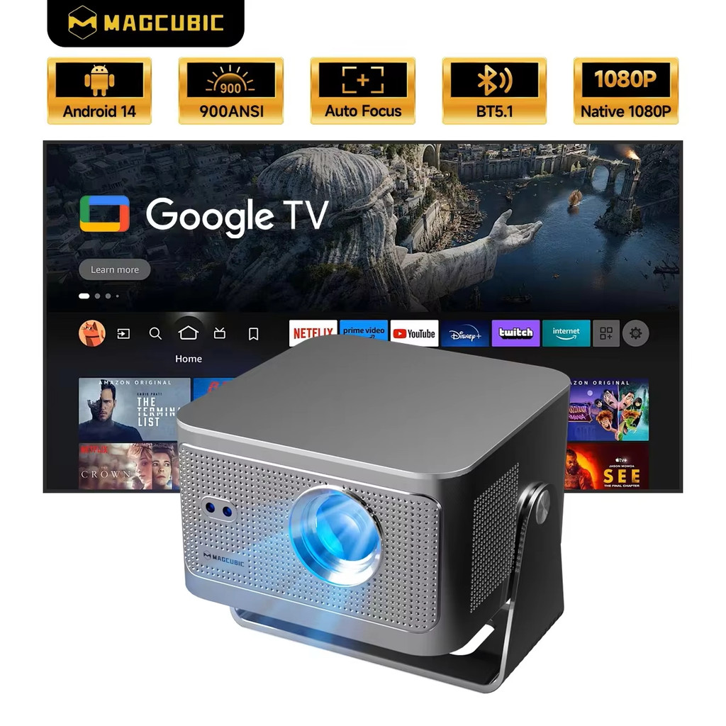MAGCUBIC HY350GT Smart Projetor 4K 900ANSI Google TV 1080P Full HD Foco Automático Controle De Voz Home Cinema