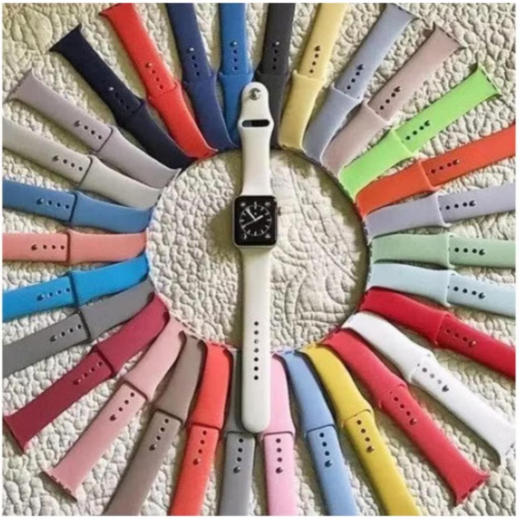 Pulseira de silicone para Smartwatch 45mm 44mm 40mm 38mm 41mm 42mm cinto de borracha watch