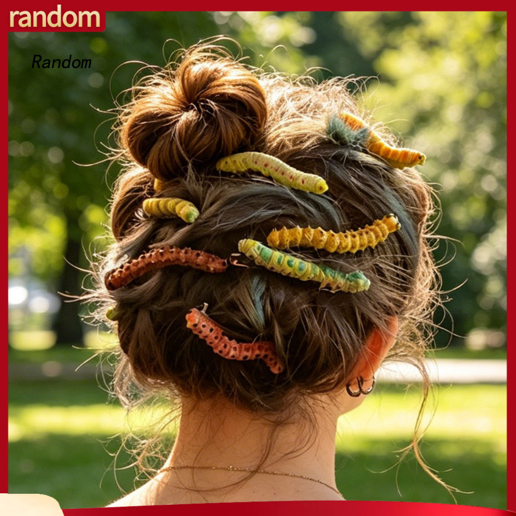 Cute Resin Hair Pins Decorative Clips for Festivals Halloween Caterpillar Hand-painted 3d Accessories Spooky Headpiece f