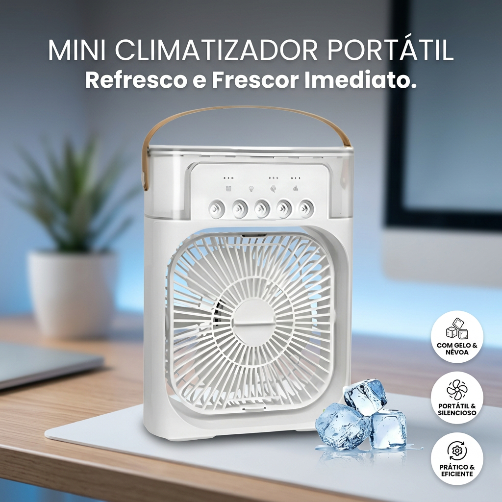 Ventilador Climatizador Portátil USB De Mesa Umidificador De Ar Silencioso Spray Névoa Gelada Ar Condicionado Pessoal Br