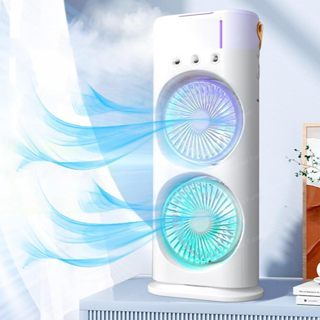 Climatizador recarregável spray de três furos ventilador duplo mesa balançando a cabeça BESTLU