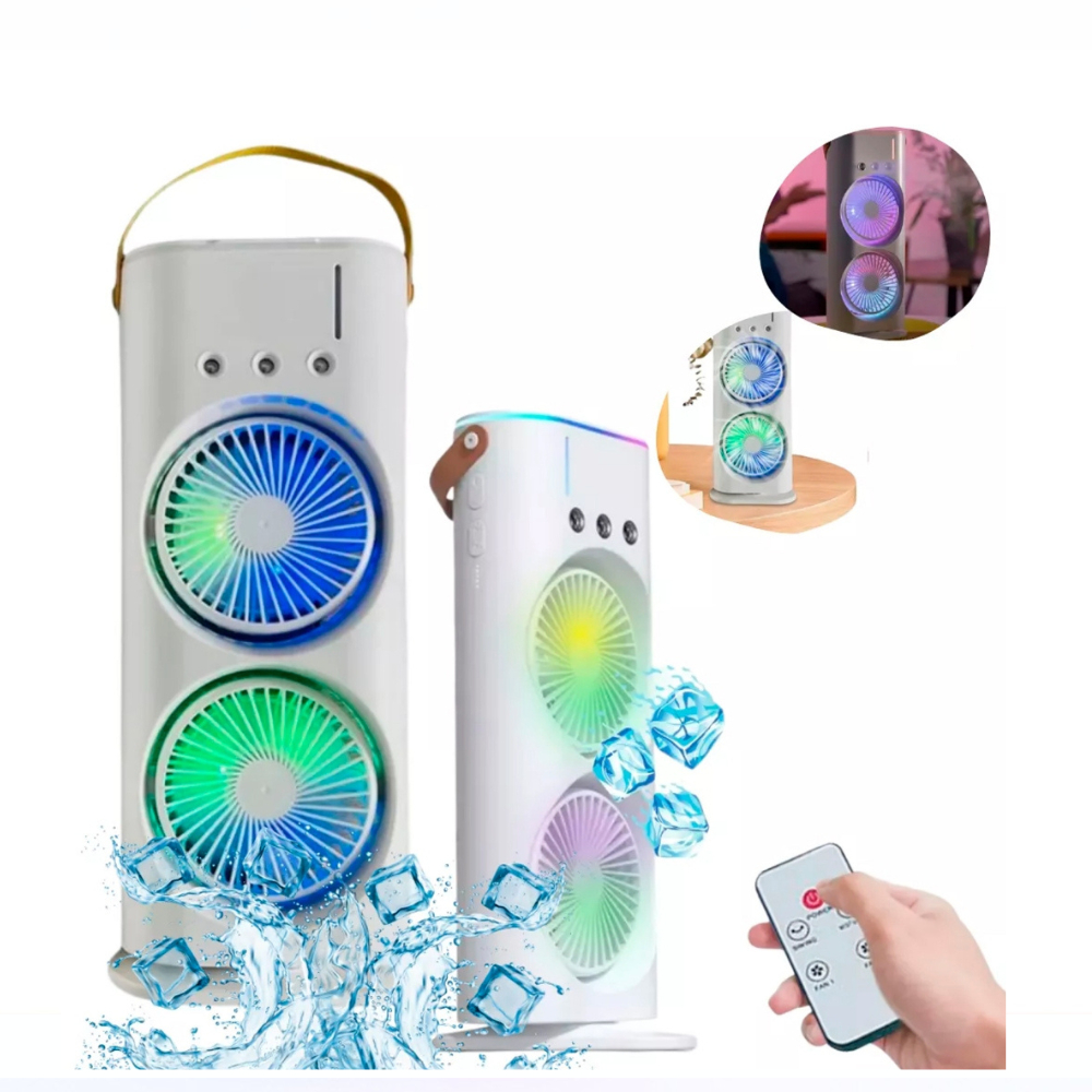 Climatizador recarregável spray de três furos ventilador duplo mesa balançando a cabeça LUCA