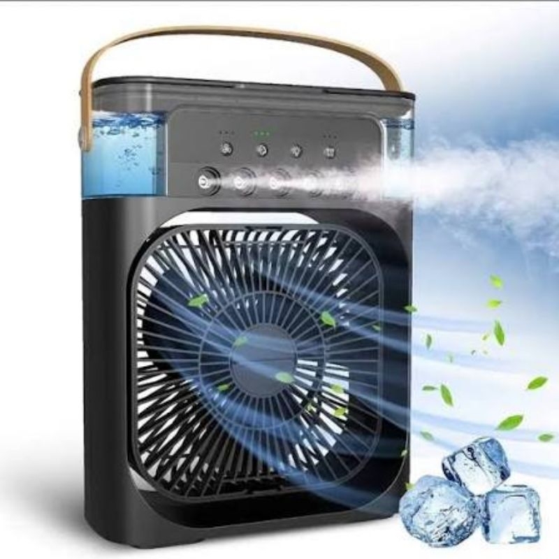 Mini Climatizador Portátil USB - Preto, 3 Velocidades, 5 Sprays, Luz LED