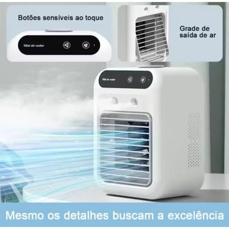 ￼Ventilador Portátil com Umidificador de Ar USB 500ml – Duplo Spray, Recarregável, Mini Climatizador 2 em 1