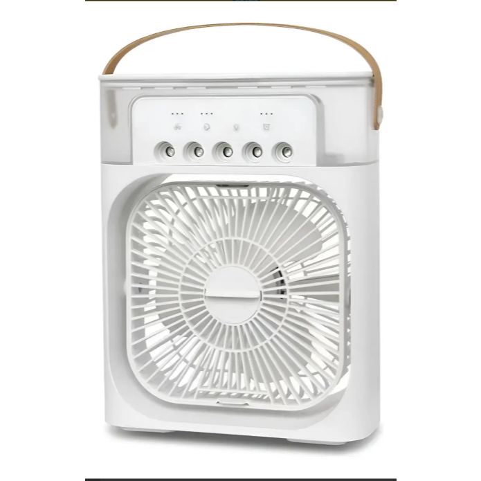 Mini Climatizador de Ar Fan Ransparent Spray Light Branca 600ml 10W 3 Velocidades