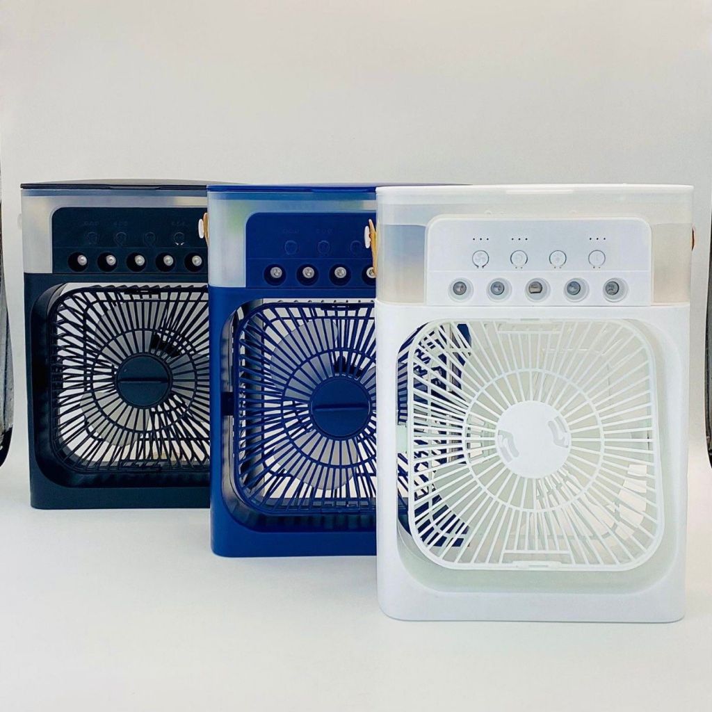 Ventilador Portátil com Spray de Névoa, Luz LED e Timer USB