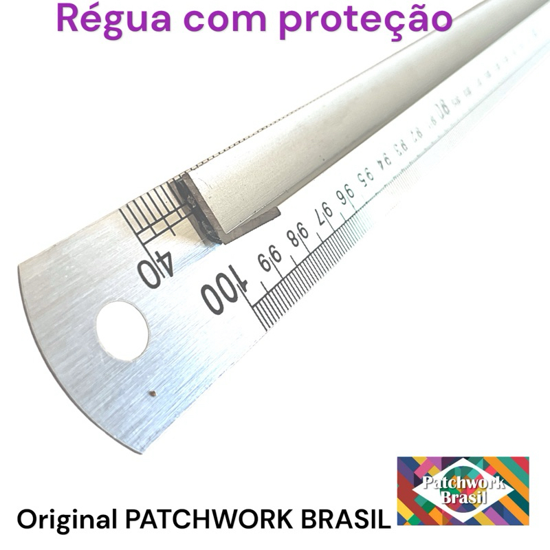 Régua de Metal Com Proteção Para Dedos 1 metro 100cm Aço Inoxidável papelaria pachwork br