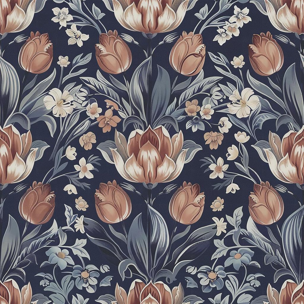 Papel de Parede Floral Autoadesivo Jeweluck - Papel de Contato Vintage Boho com Flores 16.9inchx118.1inch - Vinil Removí