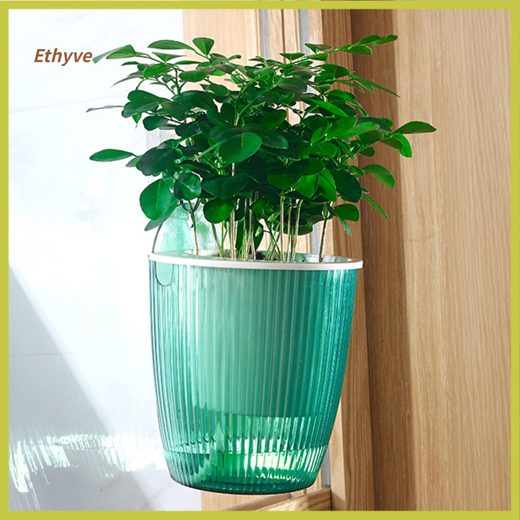 Wall Mounted Flower Pot Self Watering Planter Self-watering Wall-mounted Double-layer Plant with Transparent Water Level