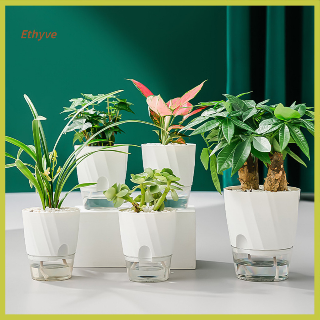 Cotton Rope Planter Self Watering Flowerpot 3pcs Plant Pots with Drainage Hole Reservoir Indoor Outdoor Herb Flower Plan