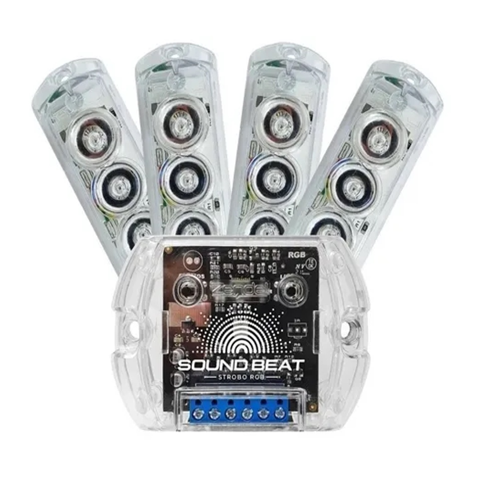 Kit Strobo Rgb Sound Beat V4 Led Color Automotivo Zendel / 4117