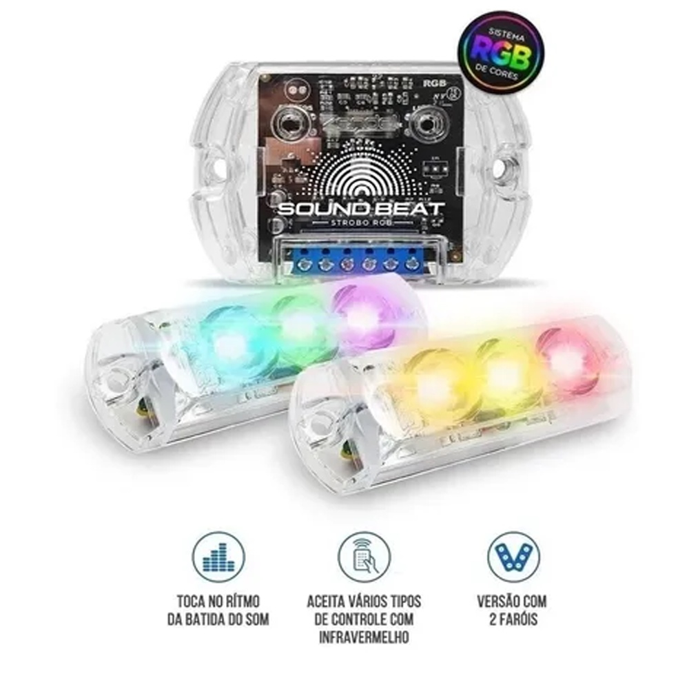 Kit Strobo Led Color Luzes Rgb Sound Beat V2 Zendel Efeitos / 4118
