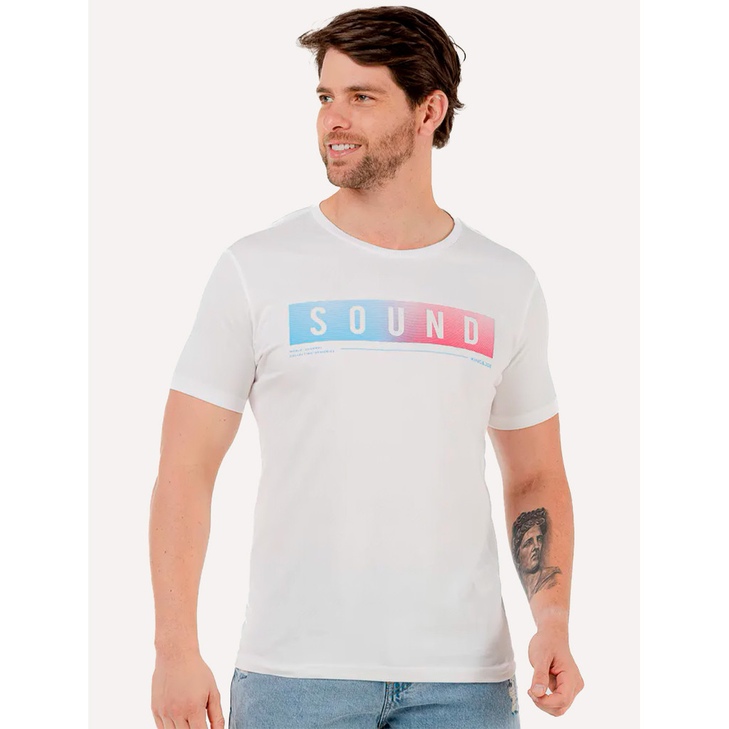 Camiseta King & Joe Original Masculina Slim Color Sound Off-White