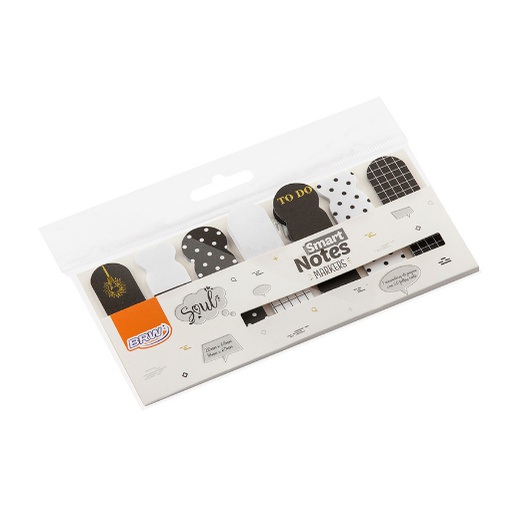 MARCADOR DE PÁGINA SMART NOTES MARKERS PRETO E BRANCO - 7 BLOCOS COM 20 FOLHAS