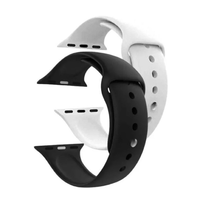 Kit Duas Pulseira de Silicone Preto e Branco Black e White 30/40mm Para Smartwatch Apple watch / Iwo / Outros
