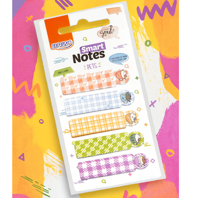 MARCADOR DE PÁG. SMART NOTES PETS 12X44MM - 20FLS - 5MARC.